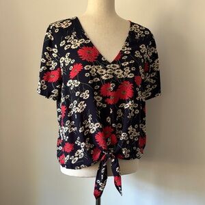 Madewell Hillside Daisies Tie-Front Blouse